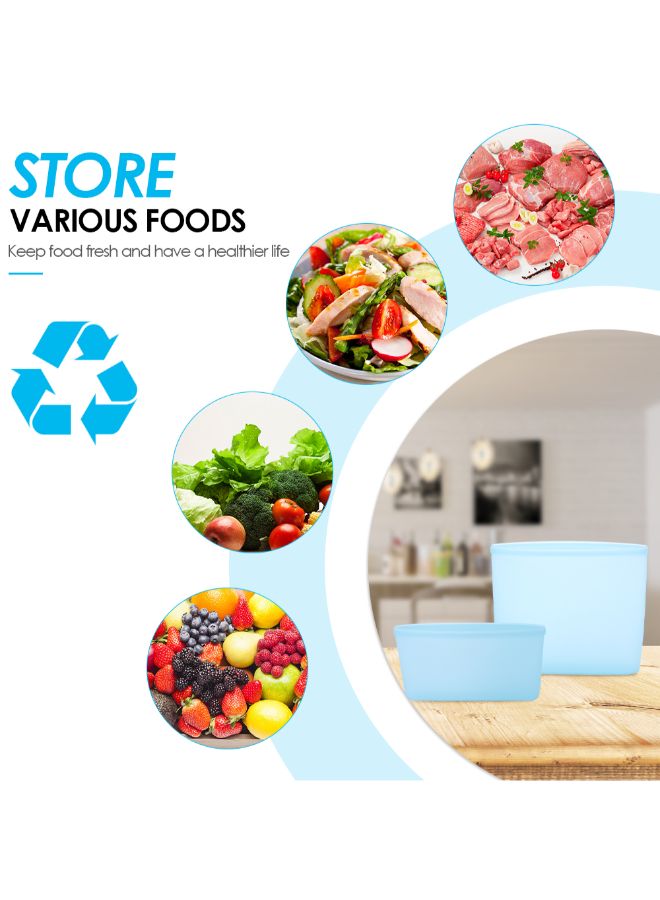 2-Piece Reusable Food Storage Container Set Blue 17 x 4 x 15cm  - Image 5