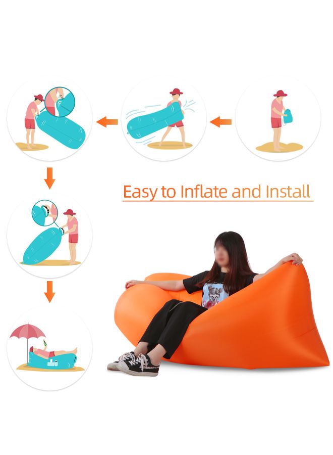 Generic - Inflatable Lounger Waterproof Air Mattresses Sofa Orange 39 x 6.8 x 17cm - Image 1