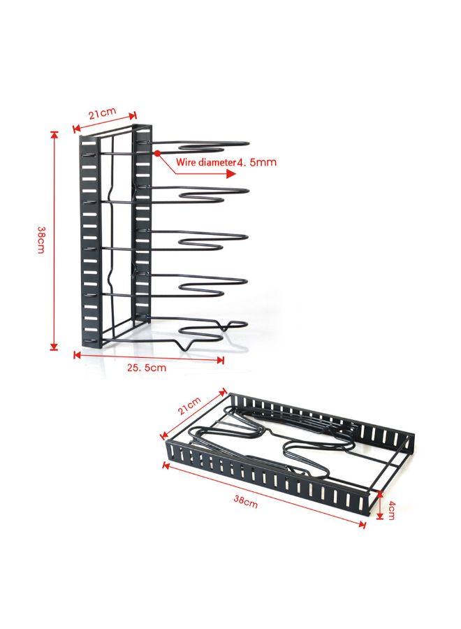 Maston - 5-Layer Pan And Pot Lid Rack Organizer Black 38.5 x 4.3 x 21centimeter - Image 1