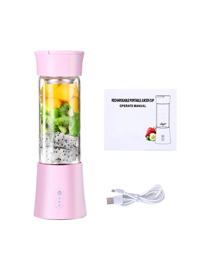 خلاط قابل لإعادة الشحن بمنفذ USB مع كوب عصير محمول 380.0 ml H7790P الوردي/الشفاف - Image 3