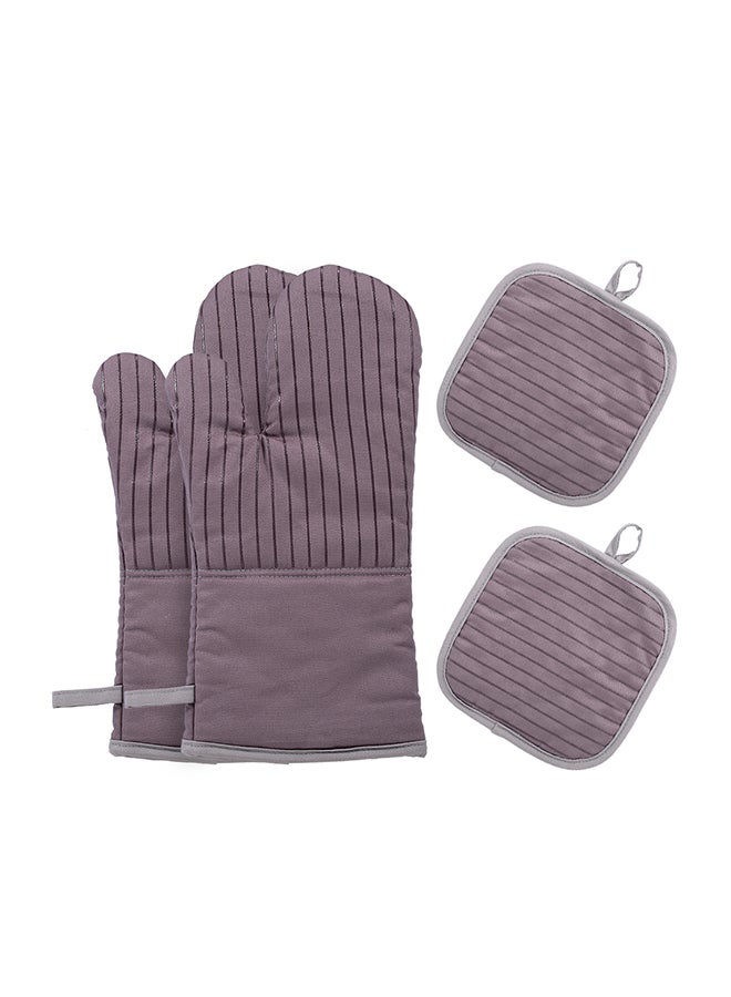 Heat Resistant Non-Slip Oven Mitts With Pot Holder Grey  - Image 1