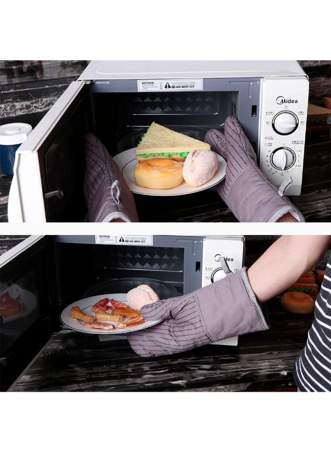Heat Resistant Non-Slip Oven Mitts With Pot Holder Grey  - Image 5