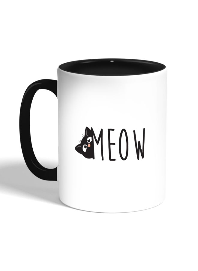 ديكالاك مج قهوة مطبوع برسمة قطة جميلة أبيض/ أسود - Image 3