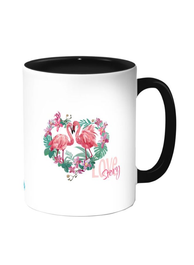 Decalac Couple Love Flamingo Printed Coffee Mug White/Black - Image 1