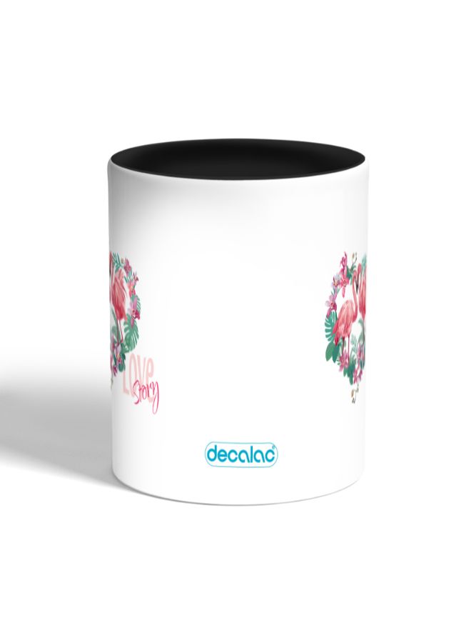 Decalac Couple Love Flamingo Printed Coffee Mug White/Black - Image 2