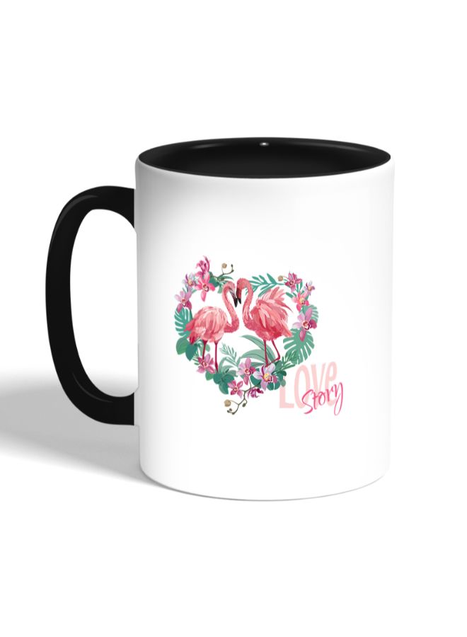 Decalac Couple Love Flamingo Printed Coffee Mug White/Black - Image 3
