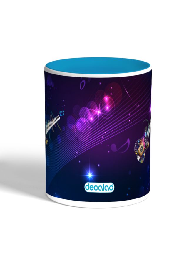 ديكالاك مج قهوة مزين بطبعة بيانو وجيتار لون أزرق - Image 2