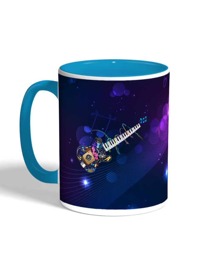 ديكالاك مج قهوة مزين بطبعة بيانو وجيتار لون أزرق - Image 3