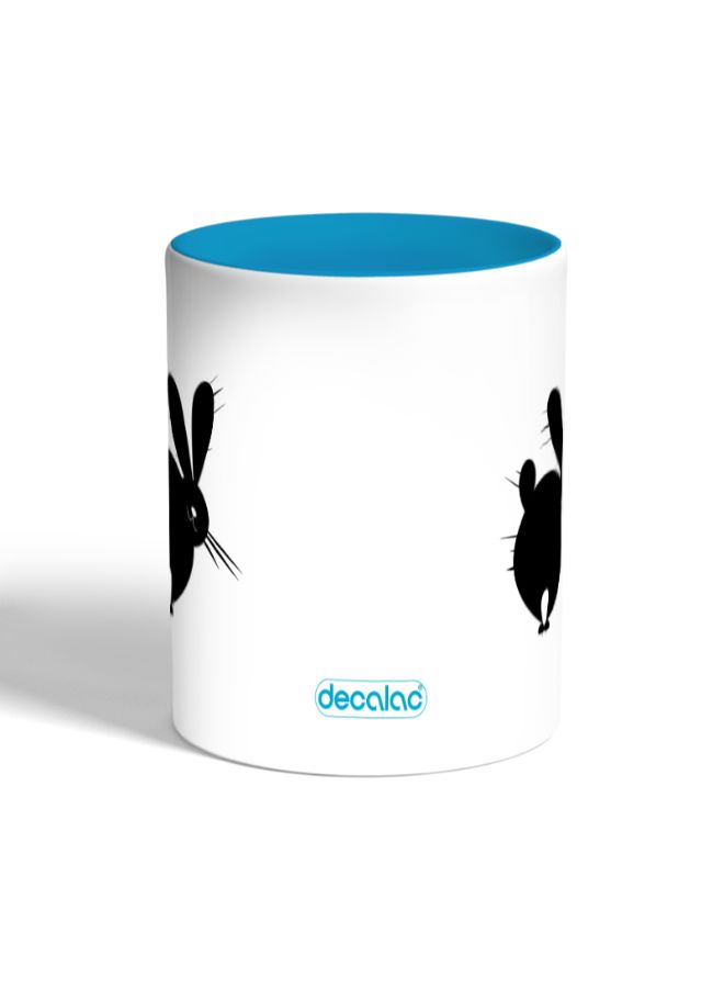 ديكالاك مج قهوة مزين بطبعة أرنب أبيض/أزرق - Image 2