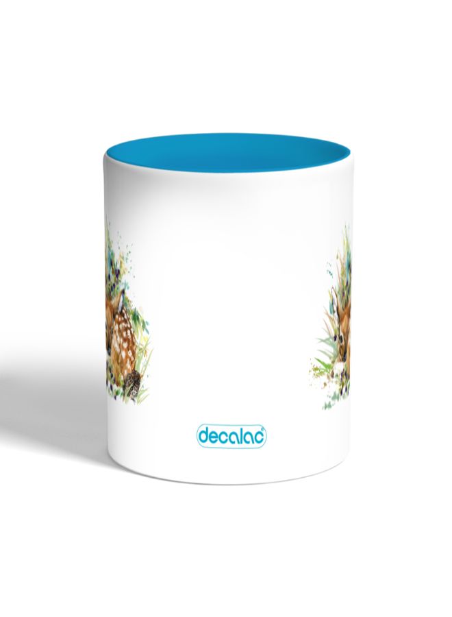 ديكالاك مج قهوة مزين بطبعة غزال صغير أبيض/أزرق - Image 2