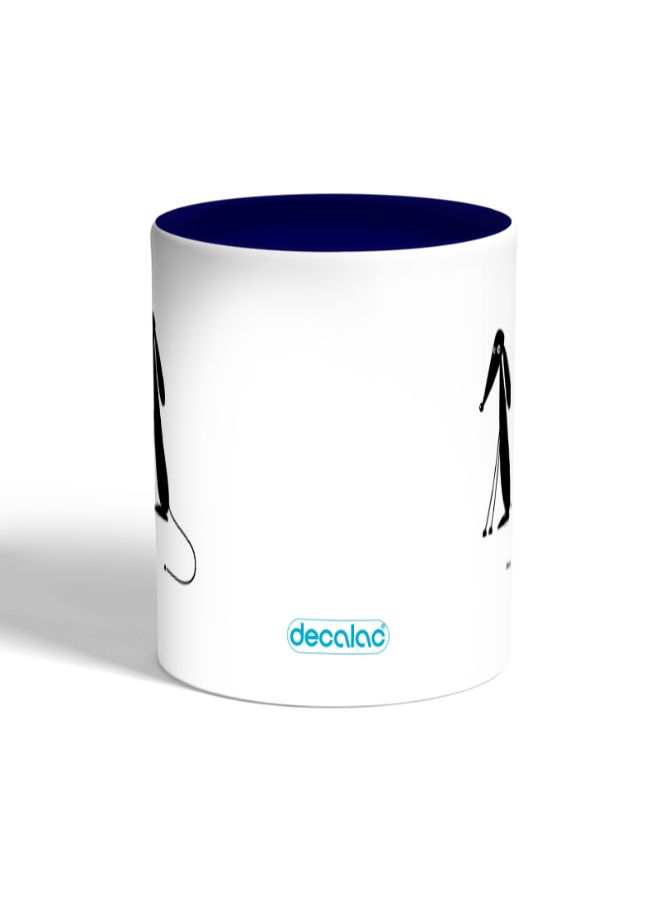 ديكالاك مج قهوة مزين بطبعة كرتونية لكلب أبيض/أزرق داكن - Image 2