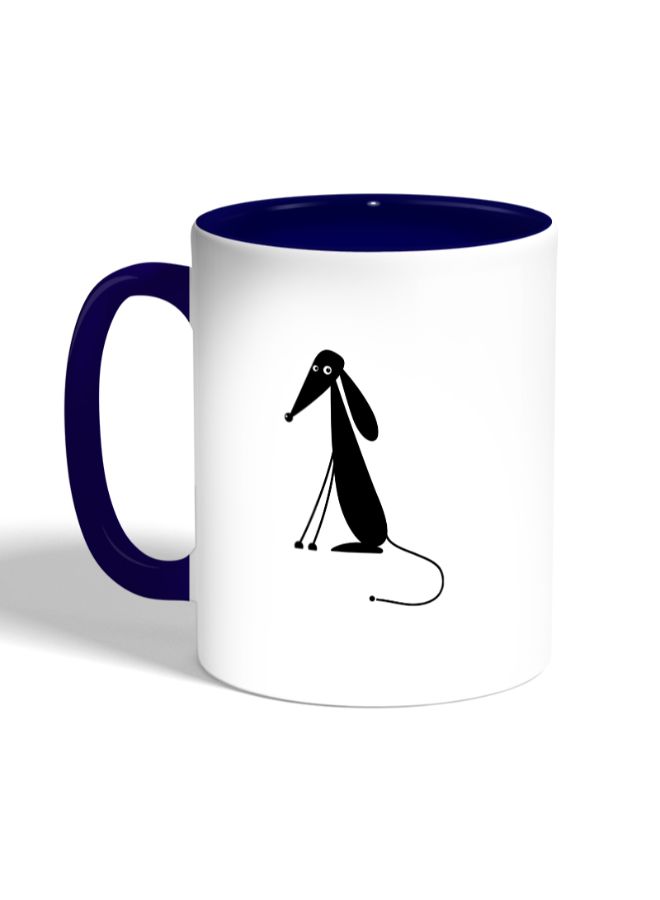 ديكالاك مج قهوة مزين بطبعة كرتونية لكلب أبيض/أزرق داكن - Image 3