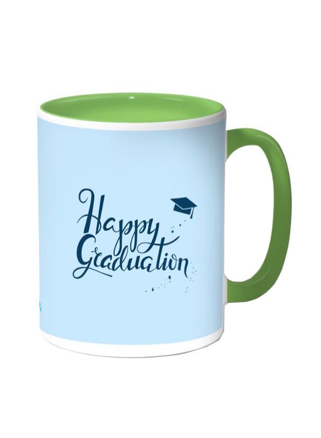 ديكالاك مج قهوة مزين بطبعة عبارة تهنئة التخرج أخضر/أزرق - Image 1