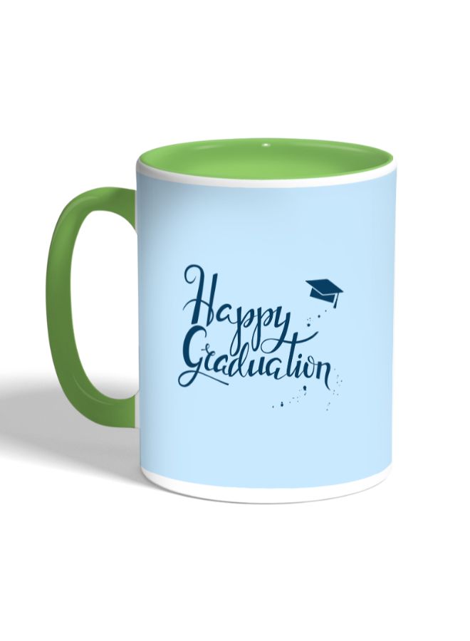ديكالاك مج قهوة مزين بطبعة عبارة تهنئة التخرج أخضر/أزرق - Image 3