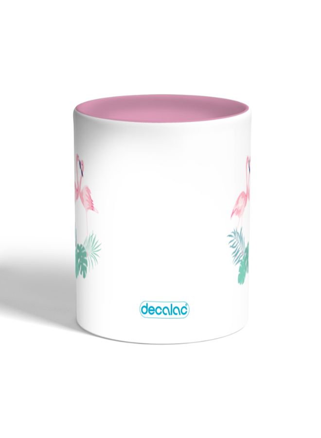 ديكالاك مج قهوة مزين بطبعة فلامنجو أبيض/ وردي - Image 2