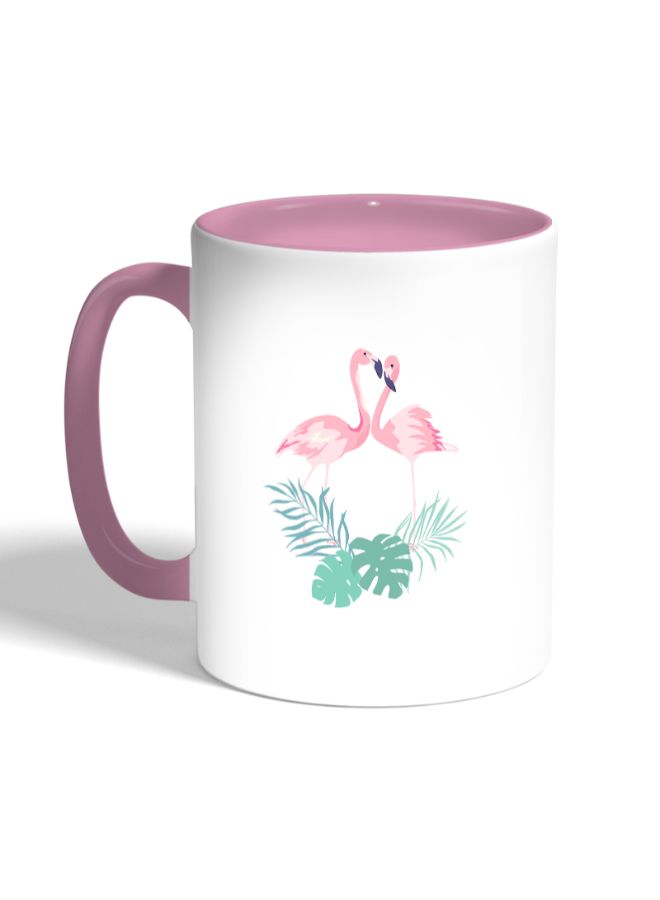 ديكالاك مج قهوة مزين بطبعة فلامنجو أبيض/ وردي - Image 3