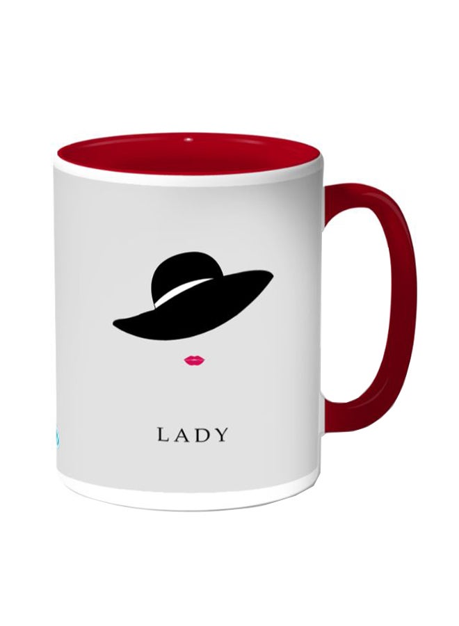 Decalac Lady Printed Coffee Mug Grey/Red - Image 1