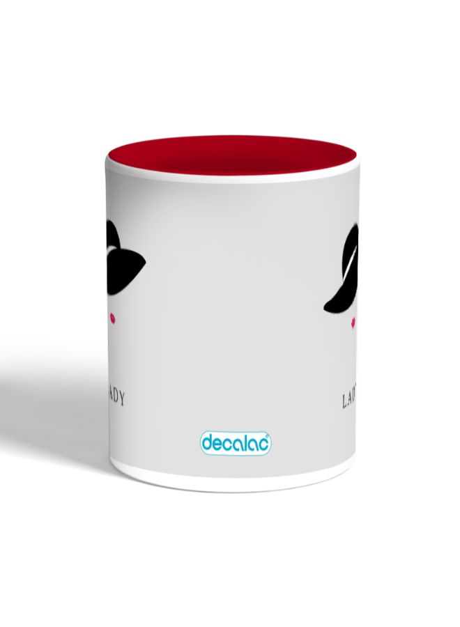 Decalac Lady Printed Coffee Mug Grey/Red - Image 2