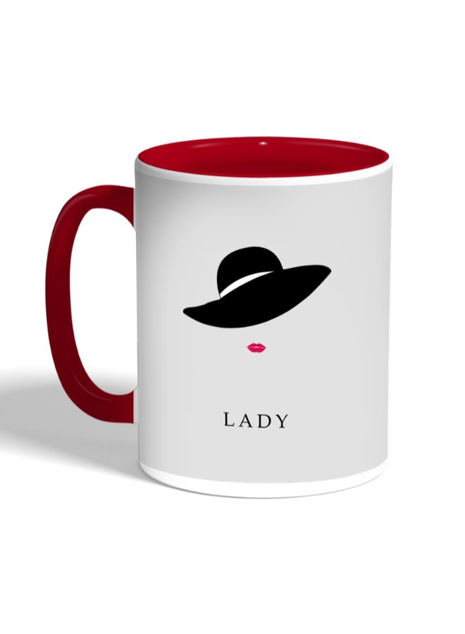 Decalac Lady Printed Coffee Mug Grey/Red - Image 3