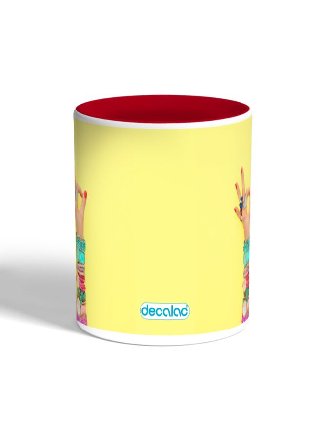 Decalac Woman Hand Accessories Printed Coffee Mug Yellow/Red - Image 2
