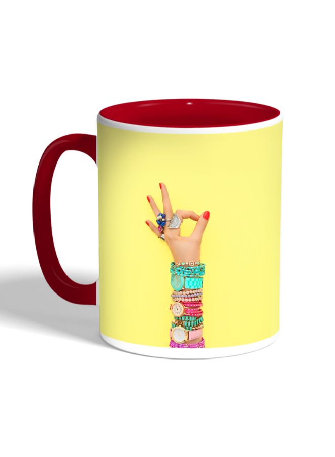 Decalac Woman Hand Accessories Printed Coffee Mug Yellow/Red - Image 3