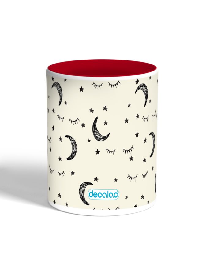 Decalac Moon And Stars Printed Coffee Mug Beige/Red  - Image 2