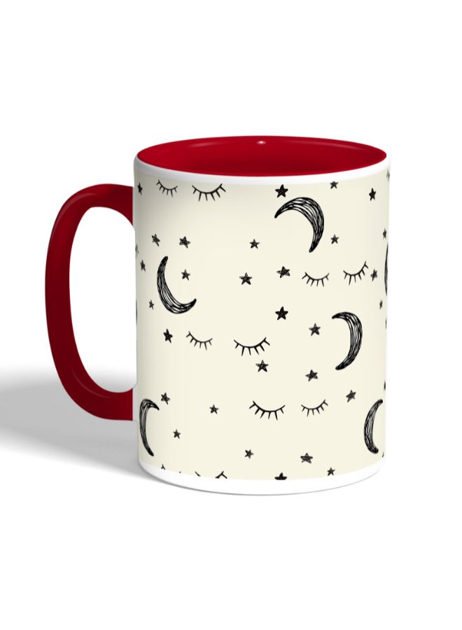 Decalac Moon And Stars Printed Coffee Mug Beige/Red  - Image 3