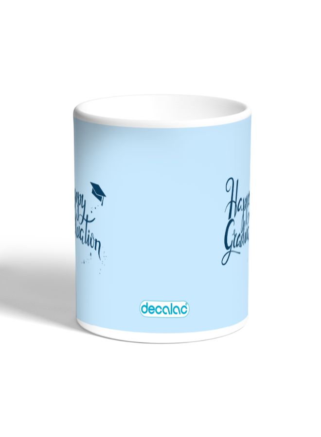 ديكالاك مج قهوة مزين بطبعة عبارة تهنئة التخرج فضي / أزرق - Image 4