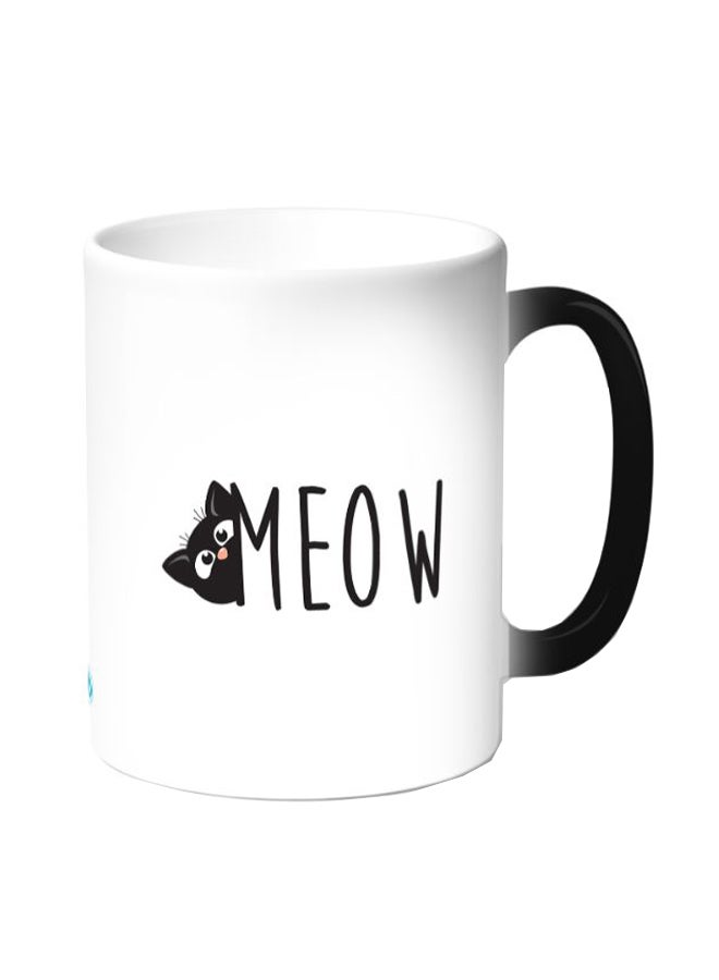 Decalac Cute Cat Printed Coffee Mug White/Black  - Image 1