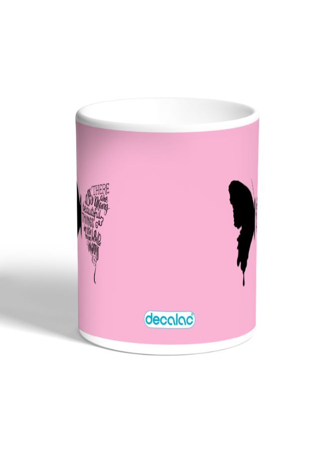 ديكالاك مج قهوة مزين بطبعة فراشة وردي/أسود - Image 2