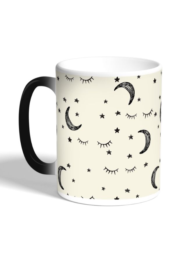 ديكالاك مج قهوة مزين بطبعة قمر ونجوم بيج/أسود/أبيض - Image 3