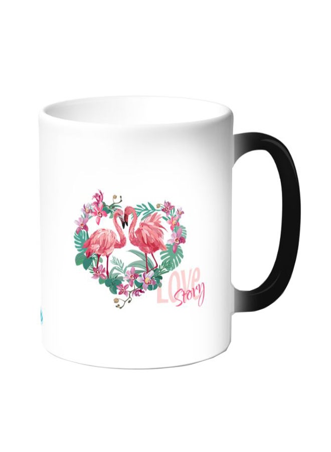 Decalac Couple Love Flamingo Printed Coffee Mug White/Black  - Image 1