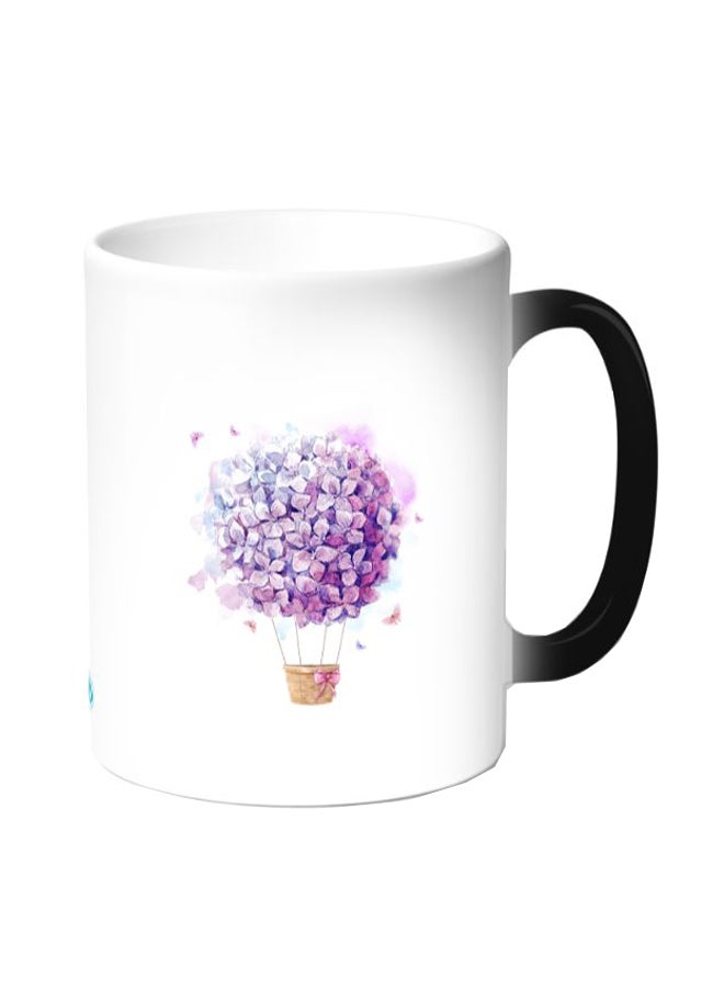 ديكالاك مج قهوة مزين بطبعة بالون ورود أبيض/ أسود - Image 1