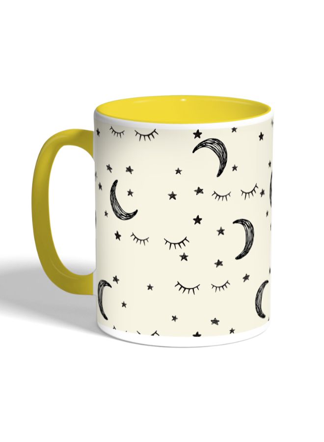 ديكالاك مج قهوة مزين بطبعة قمر ونجوم بيج/أصفر - Image 3