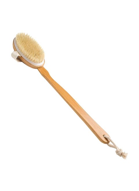 2-Piece Dry Body Brush With Detachable Handle Set Beige