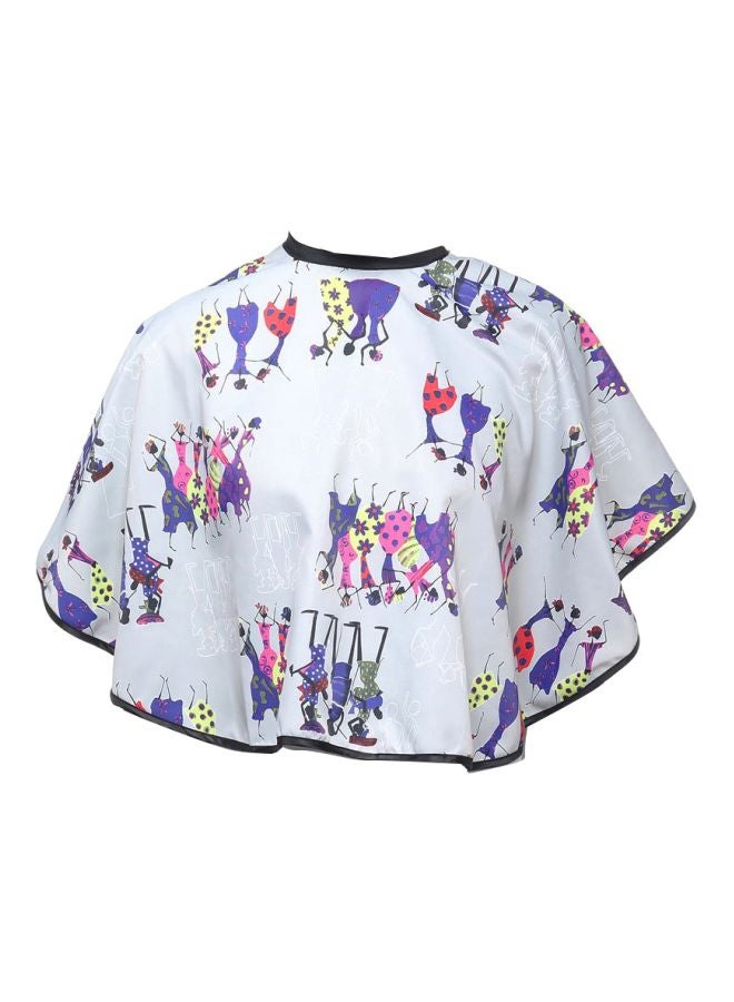 Perfehair Professional Printed Makeup Cape White/Blue/Red  - Image 1