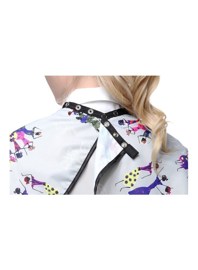 Perfehair Professional Printed Makeup Cape White/Blue/Red  - Image 2