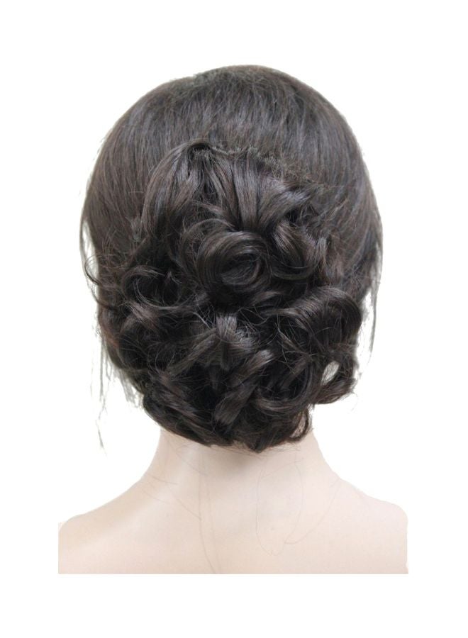 ايمول وصلة شعر قصيرة ومجعدة ومزودة بمشبك وعلى شكل ذيل الحصان ومن الألياف الصناعية أحمر بني داكن 6بوصة - Image 1