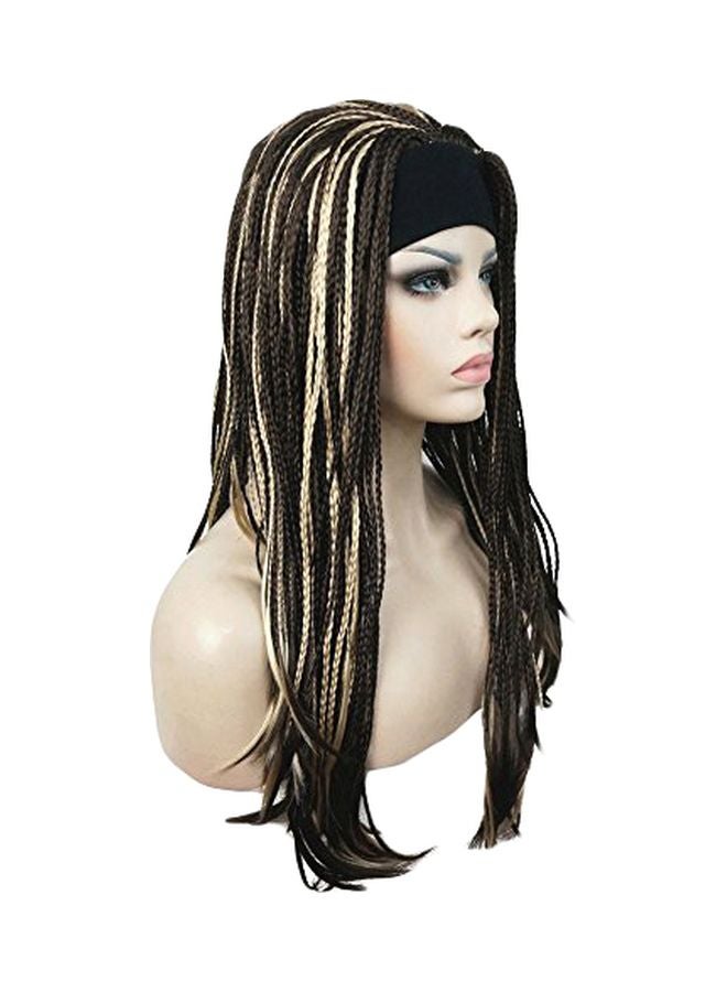 شعر مستعار طويل بتصفيفة يدوية بشكل نصف جدائل بني 24بوصة