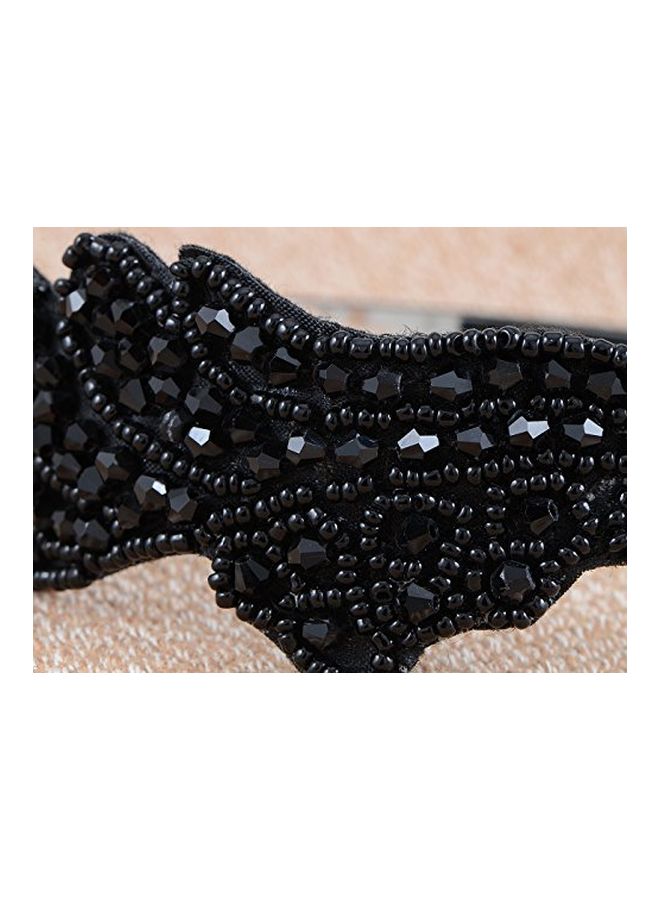 Alilang Vintage 1920s Floral Leaf Flapper Headband Black  - Image 4