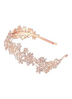 Ammei Headpiece Flower Design Crystal Headband Rose Gold  - Image 1