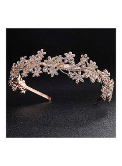 Ammei Headpiece Flower Design Crystal Headband Rose Gold  - Image 3