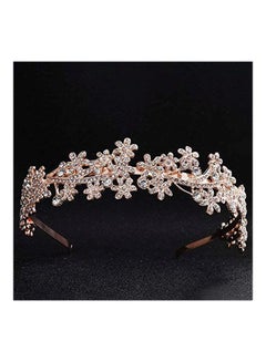Ammei Headpiece Flower Design Crystal Headband Rose Gold  - Image 4