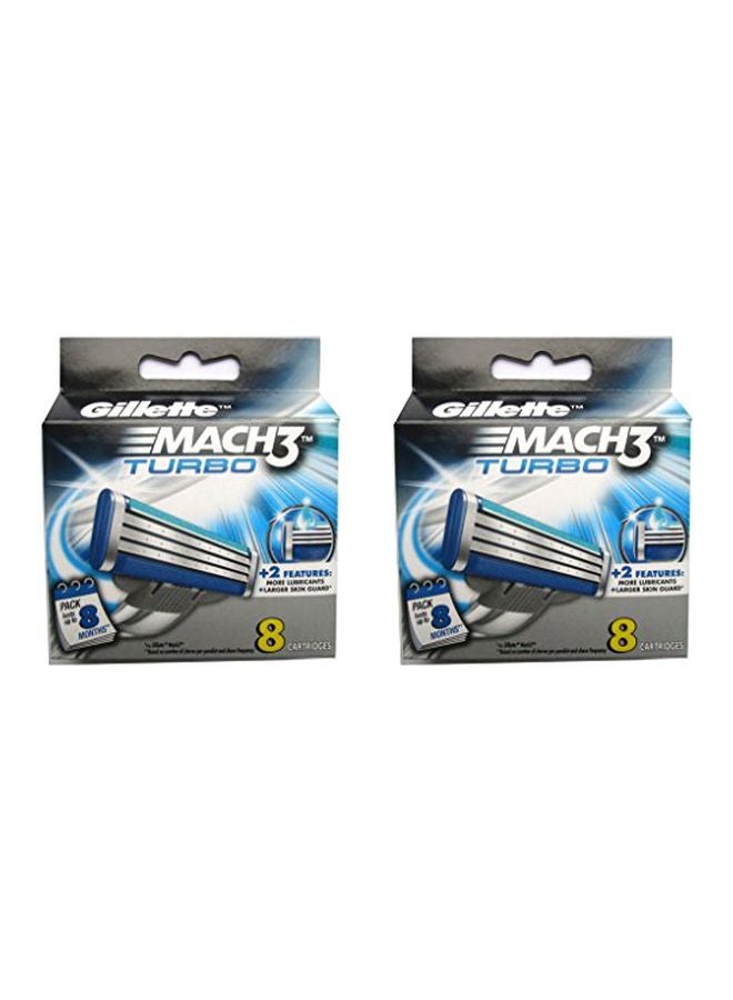 Gillette 16-Piece Mach 3 Turbo Razor Refill Cartridges Silver/Blue - Image 1