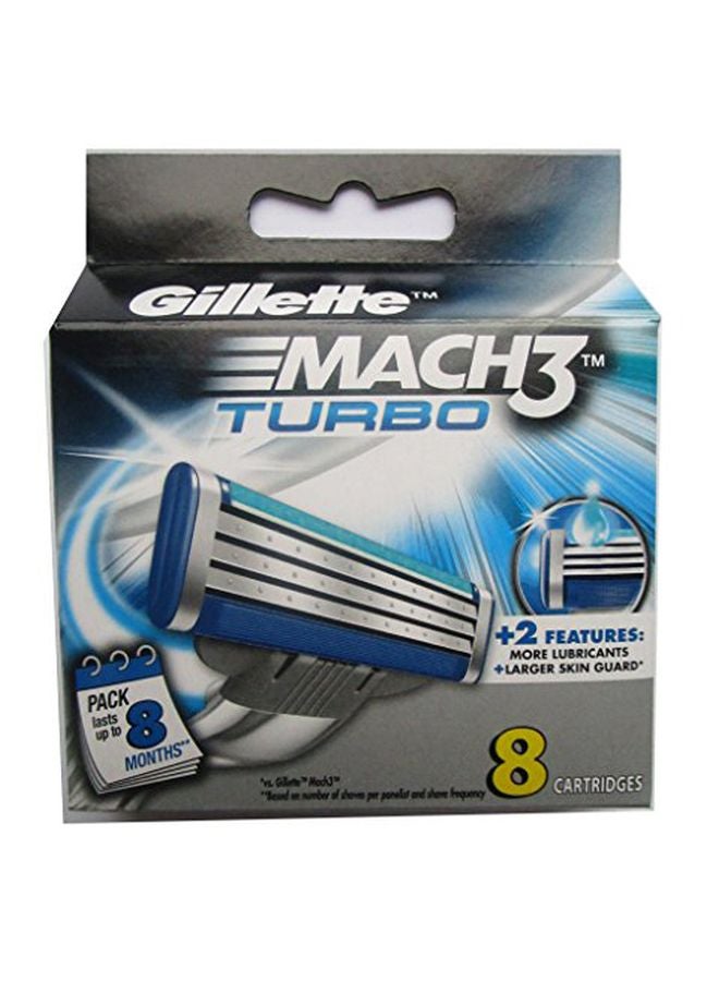 Gillette 16-Piece Mach 3 Turbo Razor Refill Cartridges Silver/Blue - Image 3