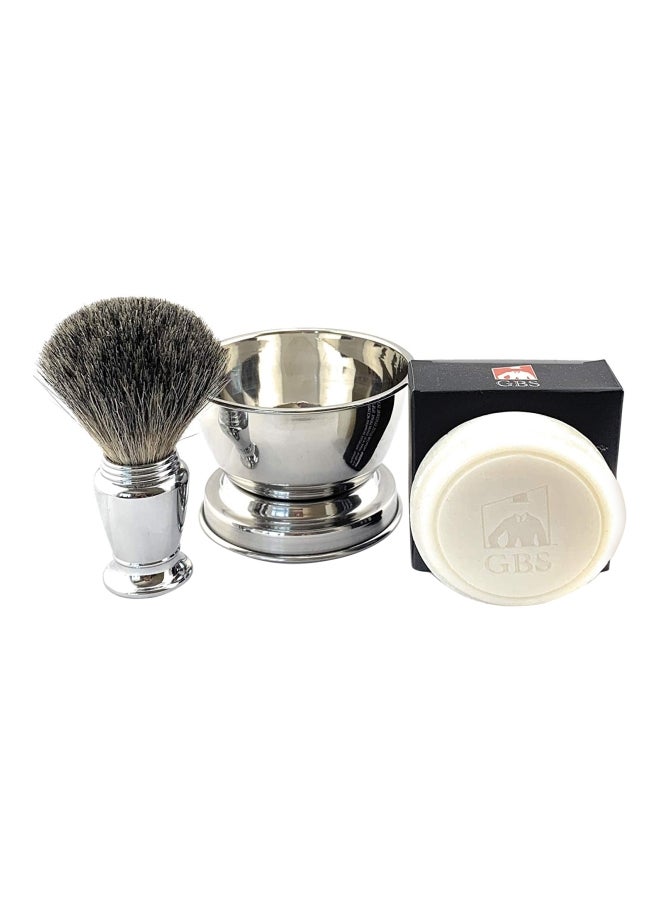 G.B.S Wet Shaving Set Silver/White/Brown - Image 1