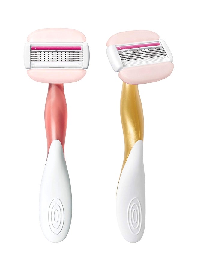 بيك طقم شفرات حلاقة سوليل بالانس بـ5 شفرات للاستعمال مرة واحدة من قطعتين وردي/أبيض - Image 1