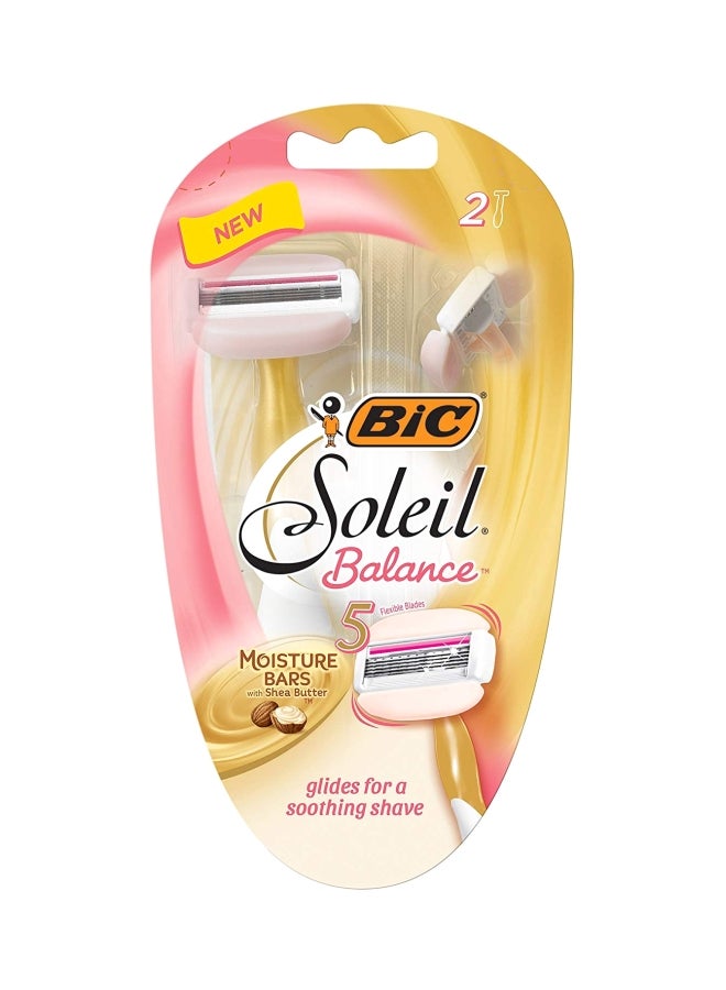 بيك طقم شفرات حلاقة سوليل بالانس بـ5 شفرات للاستعمال مرة واحدة من قطعتين وردي/أبيض - Image 2