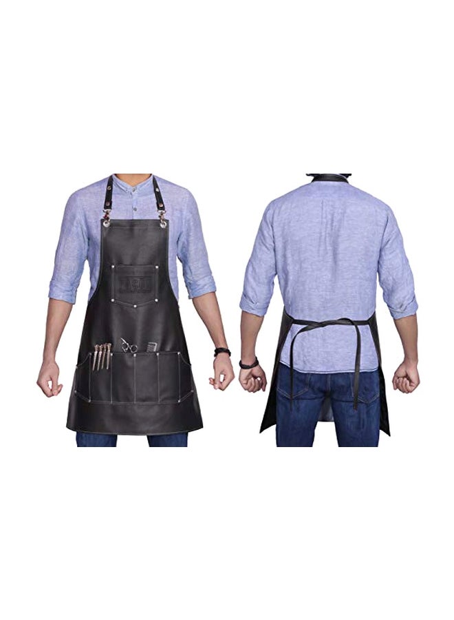 FACON Leather Barber Apron Cape Black - Image 2