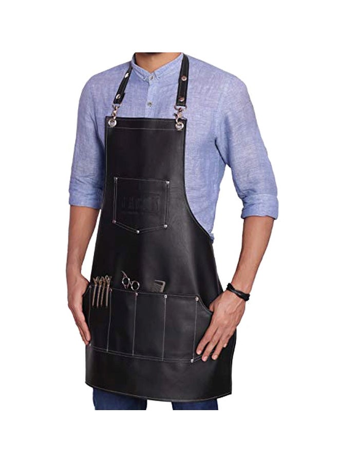 FACON Leather Barber Apron Cape Black - Image 1